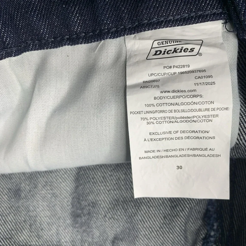 Dickies Dark Wash Denim Carpenter Shorts Relaxed Fit Baggy Streetwear Jean